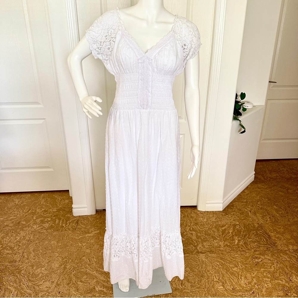 Casual White Lace Maxi Dress (XXL)